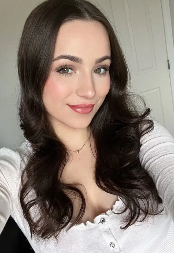 Selfie of a woman with long dark hair
